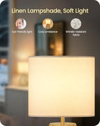 Gold Table Lamp Set of 2, Small Bedside Lamps Set of 2, 2700K LED Bulb Included, Gold Metal Base & White Linen Lampshade, Modern Nightstand Lamps for Bedroom, Living RoomDCW06TLP205 - Image 4