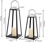 HPC Decor 2PCS Solar Lanterns for Outdoor Decor-20in 15.6in Black Metal Candle Lanterns w/ Waterproof Solar Powered Candles- Modern Farmhouse Hanging Decor for Front Porch,Yard Garden Patio - Image 6