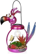 Alpine Corporation LYT288SLR-HH Solar-Powered Metal Flamingo w/Garden Enclosed LED Light, Solar Patio Décor, 16''H, Pink by Unknown