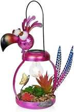 Alpine Corporation LYT288SLR-HH Solar-Powered Metal Flamingo w/Garden Enclosed LED Light, Solar Patio Décor, 16''H, Pink by Unknown