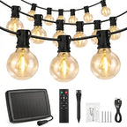 55Ft Solar String Lights Outdoor , IP65 Waterproof,LDE Edison Bulb Remote by AVAMERY