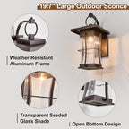 20" H Extra Large Outdoor Sconce Oil Rubbed Bronze Villa Front Door Wall Light XLarge Deep Brown Exterior Wall Lantern Waterproof Mission Light Fixtures with Seeded Glass for Porch Garage Coach Light - Image 7
