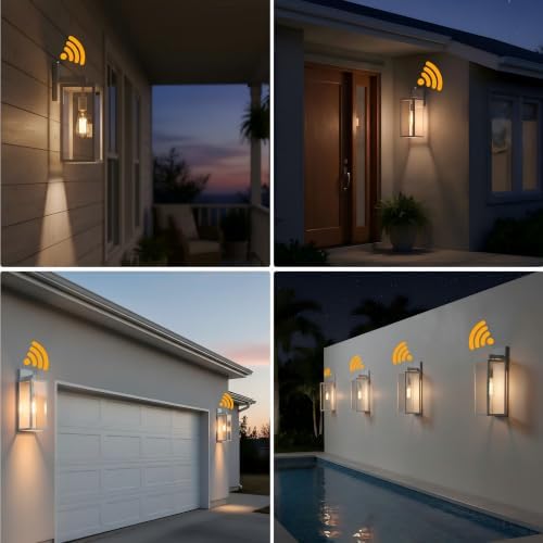 18 Inch White Large Outdoor Wall Lights Dusk to Dawn 2 Pack Outdoor Wall Sconces with Dusk to Dawn Sensor Porch & Patio Lights Large Size Outdoor Porch Light with Photocell Sensor Outdoor Lighting - Image 7
