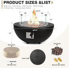 31.5'' Outdoor Round Black Propane Fire Pit Table with Wind Guard - Image 2