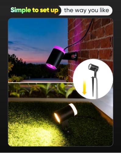 GZBtech Waterproof Landscape Spotlights 4-Pack, 24V RGB+IC+CCT Color Changing Outdoor Pathway Lighting, App&Remote Control Work with Alexa, Aluminum Dimmable LED Spot Light for Garden Yard Decor - Image 5