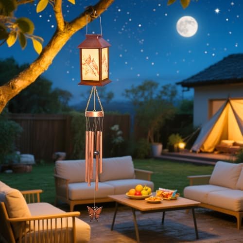 Cardinals Decorative Mobiles Gifts, Solar Cardinals Wind Chimes, Gifts for Mom, Women, Grandma, Garden Courtyard Lawn Decoration, Thanksgiving Gift, Decor Gift for Christmas and New Year - Image 3