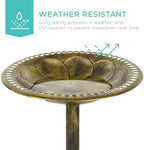 Best Choice Products Bird Bath, 28in Outdoor Resin Pedestal - Gold - Image 2