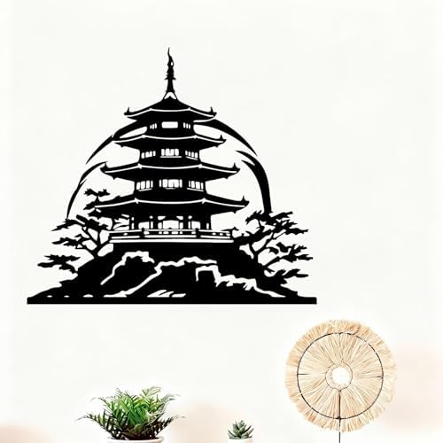 Asian Zen Pagoda Metal Wall Art - Multi-Tier Bell-Shaped Standing Pagoda, Outdoor Decor for Zen Garden, Courtyard, Fence & Wall - Patio Temple Sculpture(50CM/20IN) - Image 2