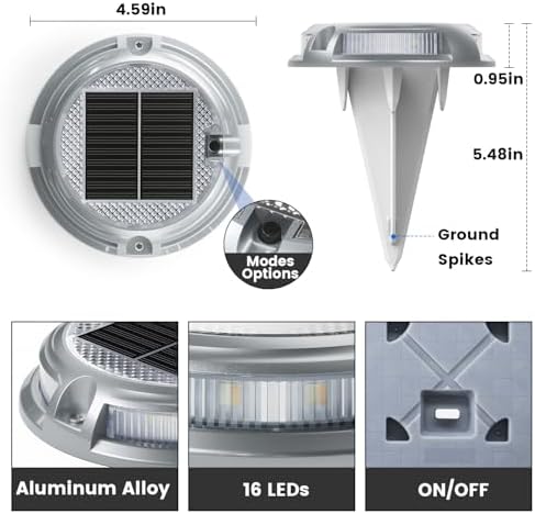 SIEDiNLAR Solar Driveway Lights Outdoor, 16 LEDs with 9 Modes RGB (16 Pack) - Image 6