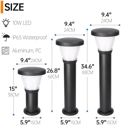 10W Rustproof & Waterproof Aluminum Cylinder Bollard Lights with PC Shade - Wired Modern Landscape Pathway Lights for Lawn, Courtyard & Garage - Image 7