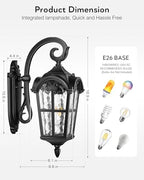 VIANIS Black 2-Pack Outdoor Porch Lights, Dusk to Dawn Outdoor Lighting - Image 6