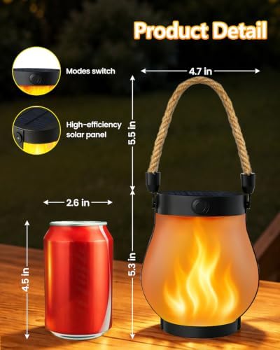 4 Pack Solar Lanterns Outdoor Waterproof, Solar Flame Lanterns with 2 Modes - Image 5