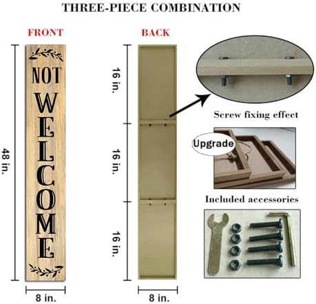 Unwelcome Porch Sign Go Away For Front Door Wooden Vertical Standing Hanging Decorations Spring Summer Farmhouse Outdoor Yard Housewarming Present 8x64inch - Image 2