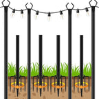 LETIANPAI 4 Pack String Light Poles,10 Ft Light Poles for Outside String Lights,Outdoor Lights Pole with Fork,Metal Poles Stand for Patio Deck Backyard by LETIANPAI