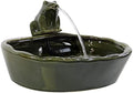 Sunnydaze 7" Ceramic Solar Powered Garden Water Fountain, Frog Spout, Green by SunnydazeDecor