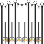 NUERPO 6 Pack String Light Poles,Metal Poles for Hanging Outdoor Light Strings,6 Pack 10 FT Light Poles Stand for Outside Garden,Patio,Wedding,Backyard,Deck,Party by NUERPO