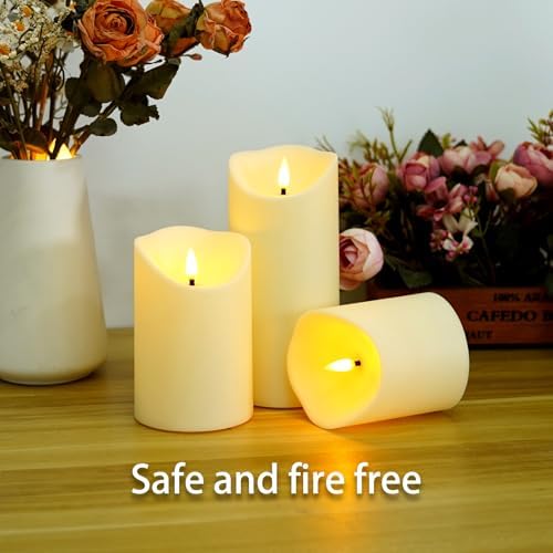 Fo32won Flameless Flickering Candles with Remote Timer, Set of 6 Ivory Led Battery Operated Candles for Home Decor Xmas Halloween (D3 x H3 3" 4" 5" 6" 7") - Image 4