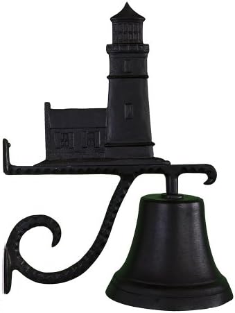 Montague Metal Products 7.75″ Diameter Cast Bell with Ornament, Hanging Bell, Dinner Bell, Heavy Duty Cast Aluminum (Cottage Lighthouse) by MontagueMetalProducts