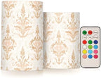 Fleur-de-lis Rose Gold Retro Realistic flameless Led Candles Flickering Electronic Lights Flickering Led for Bedroom Battery Operated Pillar 2-Piecing Set by Unknown
