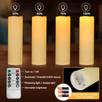 14" x 4" Large Outdoor Candles Waterproof Flickering LED Flameless Candles Battery Operated with Timer - Realistic LED Pillar Candles with Remote for Wedding Festival Home Decor Ivory 2 Pack - Image 6