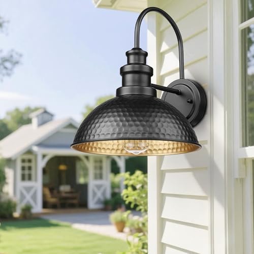 Casia Outdoor Farmhouse Barn Lights, E26 Base Outdoor Wall Sconce, Weather Resistant Exterior Wall Lights, Front Door Mounted Lighting Fixture, Outside Lighting for Porch,Garage,Patio (Black, 3 Pack) - Image 2