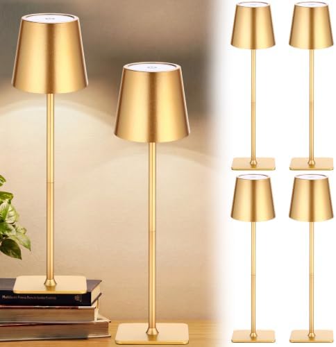 Retisee 6 Pack Cordless Table Lamp Portable Rechargeable Lamps, Gold by Retisee