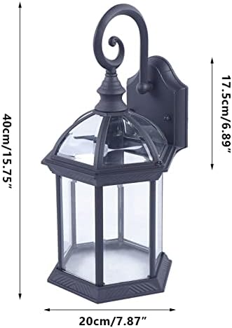 Outdoor Wall Light Fixtures Black 16" H Exterior Wall Lantern Waterproof Outside Wall Sconce Wall Mount Porch Lights w/Glass Shade for House, Garage - Image 2