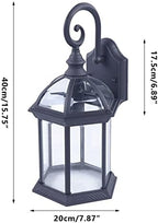 Outdoor Wall Light Fixtures Black 16" H Exterior Wall Lantern Waterproof Outside Wall Sconce Wall Mount Porch Lights w/Glass Shade for House, Garage - Image 2
