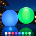 HAPIKAY Solar Floating Pool Lights, 2 Pack, 14-Inch Auto Color-Changing LED Light Balls, Waterproof Inflatable Solar Pool Light, Patio, Backyard Pond Event Wedding Decor by HAPIKAY