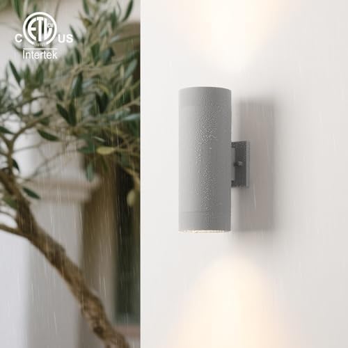 mirrea 12" Modern Outdoor Porch Light in 2 Lights, 2 Pack, Metallic Gray - Image 6