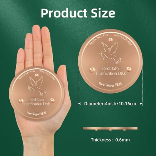 Bird Bath Copper Disk, Pure Copper Bird Bath Purification Disc, Save Cleaning Time, Chemical Free,Safe Natural Solution for Birdbaths Bowls&Waterfall Fountain, Year-Round Use (4 pcs) - Image 2