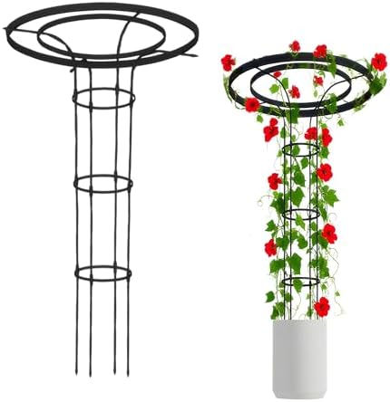 Garden Trellis for Climbing Plants Outdoor, 4.6FT Tall Metal Obelisk Trellis, 55.1" Umbrella Trellis for Potted Plants, Mushroom Top Trellises for Vines, Rose, Clematis, Pea, Bean, Tomato by OnlyGarden