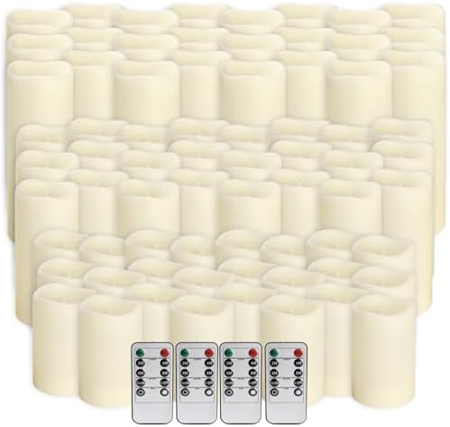 144-Pack LED Flameless Flickering Candles with Remote Control and 2/4/6/8 H Timer Led Pillar Candles of Wedding, Table, Halloween,Christmas Decorations and Special Occasions (Three Sizes) - Image 3