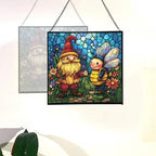 Bee Friend Gnome Stained Glass Suncatcher – Square Hanging Window Panel for Home or Greenhouse – Whimsical Glass Art Gift for Garden Lovers, Christmas, Halloween, Father Days SepAyu - Image 4