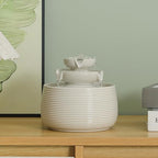 Outdoor and Indoor Water Feature Fountain Waterfall Tabletop Desktop mini Ceramic Garden Fountain (White A170) - Image 6
