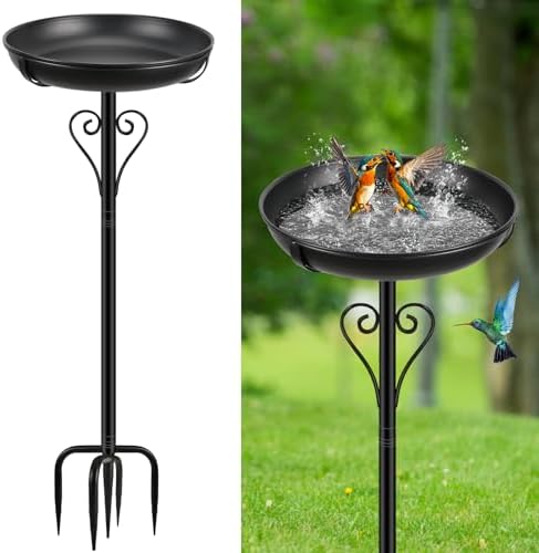 Metal Bird Bath for Outside,Heated Bird Bath for Winter with 5-Prong Base for Garden Patio Yard Lawn - Image 2