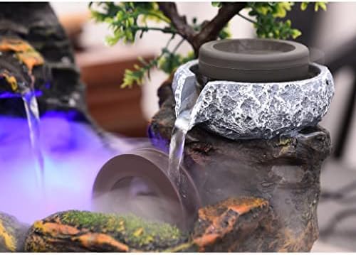 HIHELO Desktop Fountain Tabletop Fountain Resin Rockery Water Desktop Fountain Living Room Decorative Waterscape Ornament Water Fountain Outdoor (Color : Without Nebulizer) - Image 4