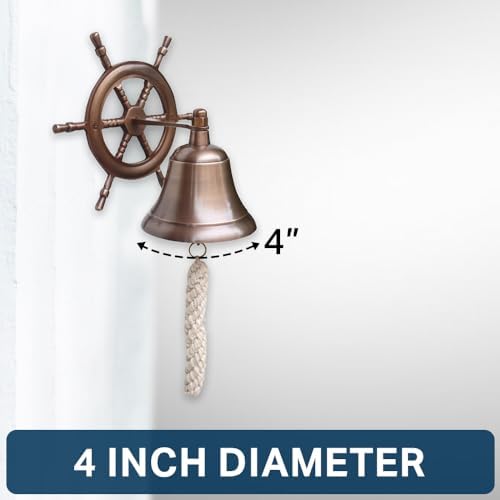 The Metal Magician Steering Wheel Wall Mounted Solid Brass Bell for Dinner, Indoor, Outdoor, School, Bar, Reception & Church - 4 Inch - Image 2