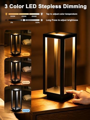 Cordless Table Lamp,Outdoor Rechargeable Table Lamp Waterproof Battery - Image 2