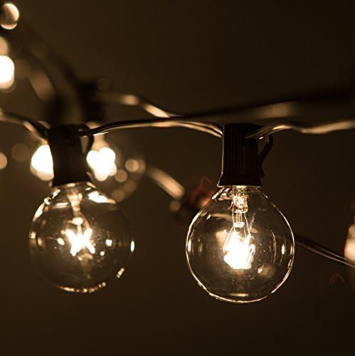 100 Foot Outdoor String Lights with G50 Clear 2 Inch Bulbs - Black Wire - Image 3