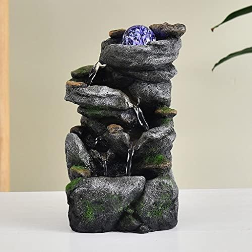 Tabletop Fountains Tabletop Fountain Stacked Rock Waterfall Indoor/Outdoor Synthetic Resin with LED Light Water Fountain Tabletop Exquisite Decoration (Color : A, Size : 5.2 * 6.2 * 10.2in) - Image 4