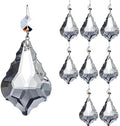8Pcs 76mm(3.0") Clear Color Chandelier Crystals Parts Maple Leaf Prism Pendant Connected Glass Octagon Beads Chain for Chandelier Decoration, Party,Wedding Decorative (Clear Beads+Nickel Plated PIN) by KINGSCRYSTAL