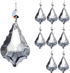8Pcs 76mm(3.0") Clear Color Chandelier Crystals Parts Maple Leaf Prism Pendant Connected Glass Octagon Beads Chain for Chandelier Decoration, Party,Wedding Decorative (Clear Beads+Nickel Plated PIN) by KINGSCRYSTAL