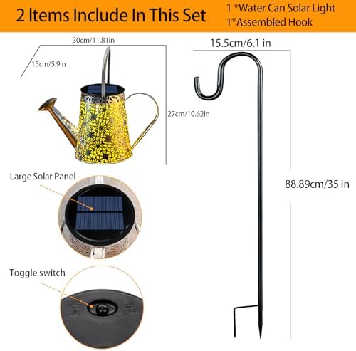 VOOKRY Solar Watering Can Lights, Large Hanging Solar Lights Outdoor Waterproof Garden Decor for Yard Porch Lawn Patio Outside Gardening Gifts for Mom Grandma Women Birthday(Purple) - Image 3
