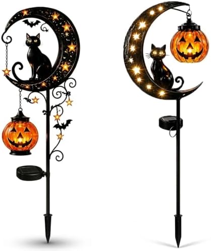 Halloween Solar LED Garden Stake Light Black Cat Jack-O-Lantern by Unknown