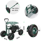 BESTHLS Rolling Garden Cart with Seat on Wheels Heavy Duty Support 500lb - Image 3