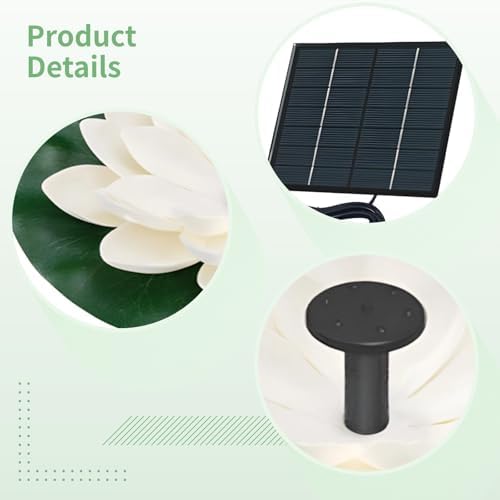 Solar Fountain Floating, Lotus Garden Decor Outdoor, Pet Plus Monocrystalline Silicon, Nozzle Kit Customizable, As well as Birdbaths Ideal - Image 4