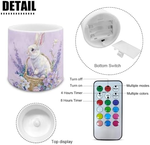 4 Pack Flameless Candles with Remote and Timers Flickering Battery Operated Candles Outdoor Flameless LED Pillar Tea Lights for Home Decor, Flower Easter Bunny Eggs - Image 2