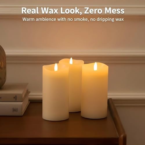 Real Wax Flameless Candles with Remote, 3 x 6 Inch LED Pillar Candles - Image 3