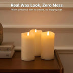Real Wax Flameless Candles with Remote, 3 x 6 Inch LED Pillar Candles - Image 3